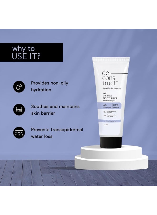 Deconstruct Oil-Free Moisturizer | Non Sticky, Lightweight, Non-Comedogenic & Fast-Absorbing | Tested for 72H Hydration | For Oily, Acne-Prone & Sensitive Skin | 50gm (Pack of 2) - Image 2